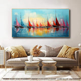 Handmade Oil Painting Canvas Wall Art Decoration Contemporary Abstract Sailing Sea View Smooth Sailing Landscape Home Living Room Decor Rolled Frameless Unstretched Painting