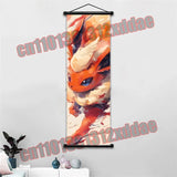 Pokemon Anime Poster Scroll Painting, Pikachu, Charizard, Eevee, Gengar, Mewtwo, Room Art White Canvas Painting Wall Decoration