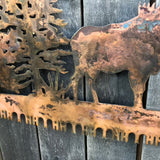 New Moose Cross-cut Saw Metal Wall Art On Tree