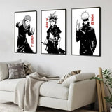 Japan Retro Anime Demon Slayer Poster My Hero Academia Jujutsu Kaisen Wallpaper Canvas Black and White Wall Art Kids Room Decor