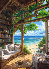 Sea Summer Landscape Bar Anime Wall Art Poster Blue Cabin Beach Forest Canvas Painting Print Picture Living Room Modern Decor