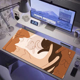 Kawaii Black cat Green plants Mousepad Xxl Anime Pc Gamer Cabinet Desk Mat Keyboard Carpet Computer Gaming Accessories HD pad
