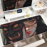 Anime Girls Samurai Oni Mask Mousepad Large Computer Gaming Accessories 400x900mm Gamer Professional Premium Mouse Mat Desk Mats