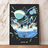 Japanese Classic Anime Pokemon Canvas Painting Lugia Ho-Oh HD Poster and Print Watercolor Wall Art Picture Home Decor Kids Gifts