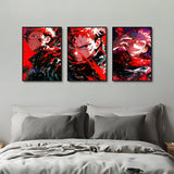 3pcs/set Anime Jujutsu Kaisen Wall Art Prints Poster Figure Itadori Yuji Canvas Painting Home Decor Poster Fans Gifts-unframed