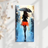 Hand Painted Modern Abstract People Oil Painting Walk Rain Picture On Canvas Wall Art For Living Room Home Bedroom Decoration No Frame