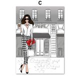Fashion Bag Girl Balloon Champagne Wall Art Canvas Print