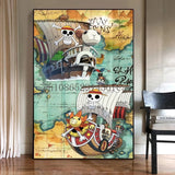 Anime Ship One Cartoon One Piece Poster Print Canvas Painting Wall Art Mural Suitable for Cafe Home Wall Decoration Picture Gift