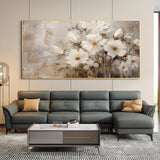 Abstract Flower Oil Painting On Canvas Large Wall Art Minimalist Floral Art Handmade Painting White Modern Home Decor For Living Room