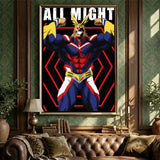 My hero academia all might anime Poster HD Waterproof Self-Adhesive Wall Art with Multi-Scene Compatibility