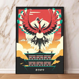 Japanese Classic Anime Pokemon Canvas Painting Lugia Ho-Oh HD Poster and Print Watercolor Wall Art Picture Home Decor Kids Gifts