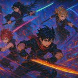 Epic Anime Demon Battle Wall Art – Fantasy Warrior Poster, Dark Anime Art Print, RPG Inspired Wall Decor, Anime Fighter Artwork