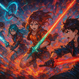 Epic Anime Demon Battle Wall Art – Fantasy Warrior Poster, Dark Anime Art Print, RPG Inspired Wall Decor, Anime Fighter Artwork