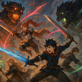 Epic Anime Demon Battle Wall Art – Fantasy Warrior Poster, Dark Anime Art Print, RPG Inspired Wall Decor, Anime Fighter Artwork