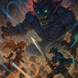 Epic Anime Demon Battle Wall Art – Fantasy Warrior Poster, Dark Anime Art Print, RPG Inspired Wall Decor, Anime Fighter Artwork