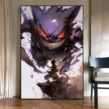 Pokemon Anime Figures Ink Painting Painting Canvas Painting Gengar Posters Prints Wall Art Picture for Living Room Children Gift