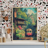 Anime Style Train Journey Canvas Poster Japanese Train Travel Natural Wall Art Poster for Modern Living Room Bedroom Home Decor
