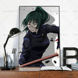 1PC Anime Jujutsu Kaisen Maki Zenin Poster Self-adhesive Art Waterproof Paper Sticker Coffee House Bar Room Wall Decor