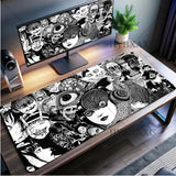 Black and white Mouse Pad Cute HD branco Desk Pad Extended Gaming Keyboard Mats Large XXL Gamer Collage Horror Anime Mousepad