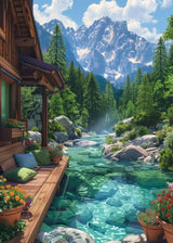 Sea Summer Landscape Bar Anime Wall Art Poster Blue Cabin Beach Forest Canvas Painting Print Picture Living Room Modern Decor