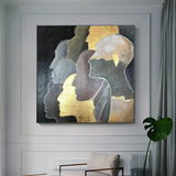 Handmade Oil Painting Canvas Wall Art Decoration Modern Light Luxury Golden Portrait Abstract Home Living Room Decor Rolled Frameless Unstretched Painting