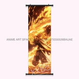 Demon Slayer: Kimetsu No Yaiba Wall Art Canvas Scrolls Pictures Hanging Painting Anime Rengoku Kyoujurou Home Decor Print Poster