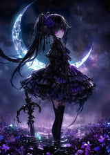 Fantasy Magical World Gothic Cool and Cute Character Aesthetics Anime Girl Canvas Painting Art for Wall Manga Game Room Decor