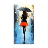 Hand Painted Modern Abstract People Oil Painting Walk Rain Picture On Canvas Wall Art For Living Room Home Bedroom Decoration No Frame