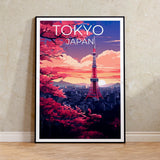 Rainy Tokyo Japanese Woodblock Tea Emple Print  Anime City Poster Wall Art Decor Gift Living Room Bedroom Decorative Pictures