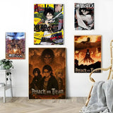 1PC Japanese Anime Attack On Titan Poster Self-adhesive Art Waterproof Paper Sticker Coffee House Bar Room Wall Decor