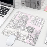 Sleepy Angel Pink Mouse Pad Anime Girl Gaming Keyboard Pads Gaming Accessories Thickened HD Desk mat Lock Edge Rubber Mousepad