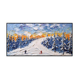 High Quality Sports Winter Skiing Handmade Oil Painting Knife Thick Oil Cedar Landscape Large Canvas Art Showpiece For Home Decoration Living Room Wall Picture