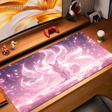 Pink Fox Mouse Mat Anime Kawaii Cute Mousepad Natural Rubber Gaming Table Pad Extra-large size Office Computer Mouse Desk Mats