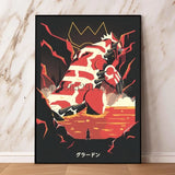 Japanese Classic Anime Pokemon Canvas Painting Lugia Ho-Oh HD Poster and Print Watercolor Wall Art Picture Home Decor Kids Gifts