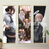 Chainsaw Man Anime Poster Wooden-framed Scroll Painting HD Quality Wall Art Retro Posters for Home Room Wall Decor