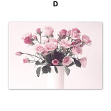 Poster Flowers Cherry Rose Peony Wall Art Canvas Painting Wall Pictures Living Room Decoration