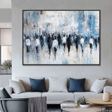 Hand-Painted Oil Painting Canvas Wall Art Decoration Abstract Street People Texture Art For Home Living Room Artwork Decor Rolled Frameless Unstretched Painting