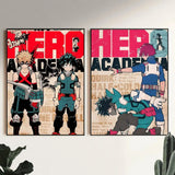 Vintage My H-Hero Academia Anime   posters Self-adhesive Paper Print Home Living Room Bedroom Entrance Bar Cafe Art