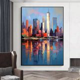 Handmade Oil Painting On Canvas Wall Art Decoration Abstract New York Urban Architecture For Home Living Room Decor Picture Rolled Frameless Unstretched Painting