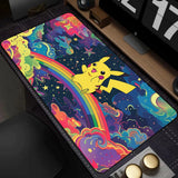 New Kawaii Japan Anime Pikachu Leather Mouse Pad PC Colorful Gamer Cabinet Mousepad Pokemon Keyboard Rug Laptop Gaming Desk Mat
