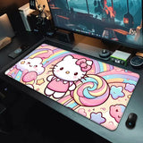 Pink Cartoon Hello Kitty Mousepad HD Printing Computer Gamers Locking Edge Non-slip Mouse Pad XXL90x40cm Keyboard PC Desk Pad