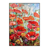 Handmade Painting Thick Oil Red Flowers Artwork Oil Paintings Living Room Canvas Modern Pictures Landscape Wall Art Home Living Room Decor No Framed