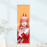 Chainsaw Man Anime Poster Wooden-framed Scroll Painting HD Quality Wall Art Retro Posters for Home Room Wall Decor