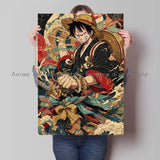 Anime One Piece Luffy Zoro Retro Poster Cafe Bar Fashion Home Wall Art Decorative Wall Painting Printed Canvas Painting