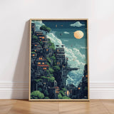 Japanese Tokyo Teahouse Cartoon Canvas Print Anime City Street Cafe Scene Wall Art Poster for Modern Living Room Home Decor Gift