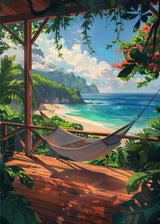 Sea Summer Landscape Bar Anime Wall Art Poster Blue Cabin Beach Forest Canvas Painting Print Picture Living Room Modern Decor