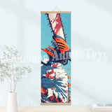 Chainsaw Man Anime Poster Wooden-framed Scroll Painting HD Quality Wall Art Retro Posters for Home Room Wall Decor