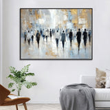 Hand-Painted Oil Painting Canvas Wall Art Decoration Abstract Street People Texture Art For Home Living Room Artwork Decor Rolled Frameless Unstretched Painting