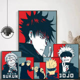 Japanese Anime Jujutsu Kaisen Gojo Satoru Megumi Sukuna Poster Paper Print Home Bedroom Entrance Art Painting Decoration