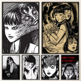 Hot Japan Anime Junji Ito Canvas Prints Poster Horror Thriller Dark Aesthetics Wall Art Home Decoration Art Poster Fans Gifts